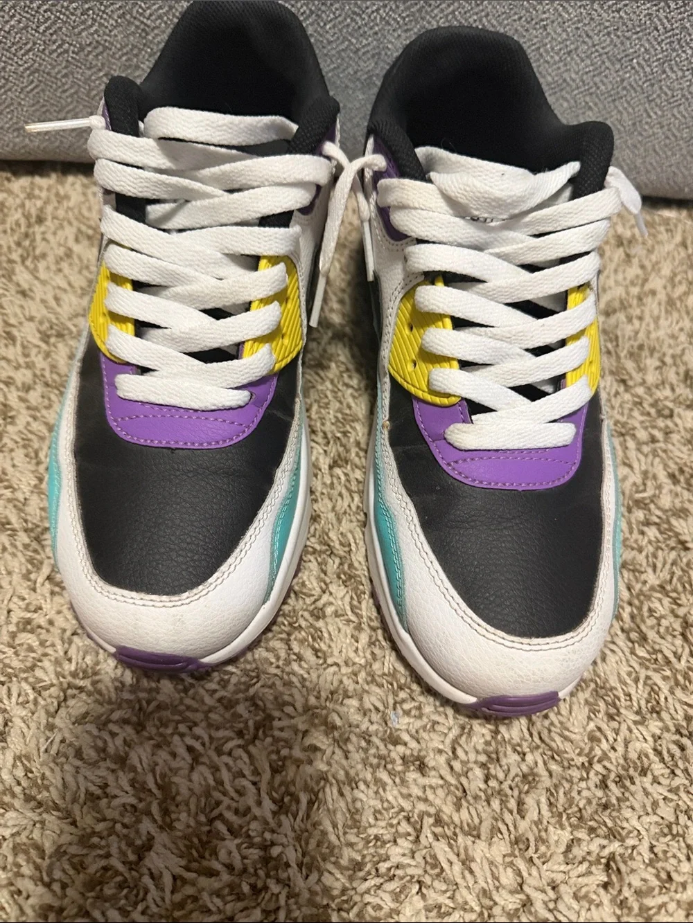 Nike Big Kids Air Max Sneakers - Teal/Black/White/Purple/Yellow